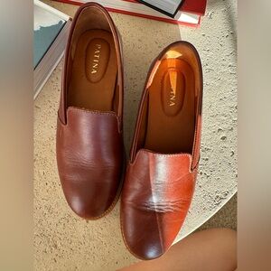 Patina by Portland Leather Goods Coffee Brown Leather Loafers Size 8 EUC!